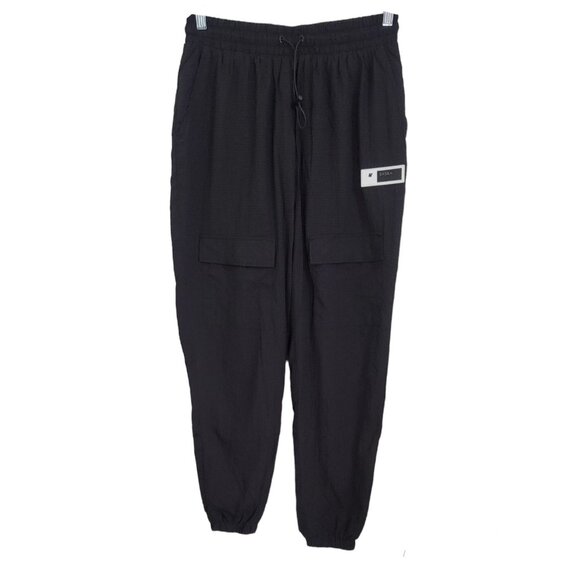 Siksilk Womens Black Rip Stop‎ Cargo Pants Drawcord Waist Mesh Lined Size 10 NWT - Picture 1 of 8